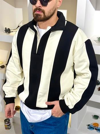 Fermuarlı Polo Yaka Oversize Sweatshirt (SVTS62)