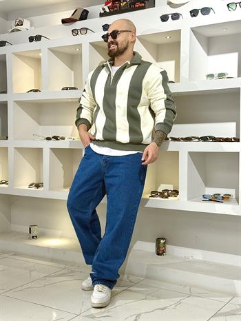 Fermuarlı Polo Yaka Oversize Sweatshirt (SVTH62)