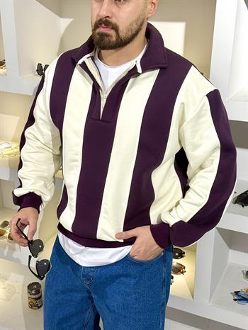 Fermuarlı Polo Yaka Oversize Sweatshirt (SVTMO62)