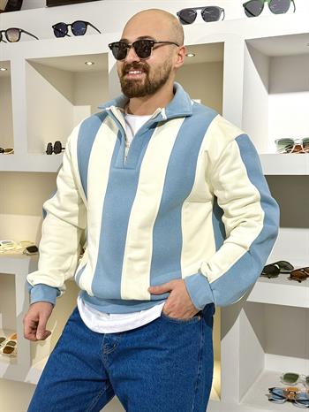 Fermuarlı Polo Yaka Oversize Sweatshirt (SVTMA62)