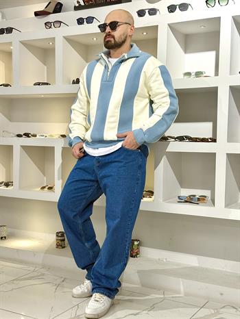 Fermuarlı Polo Yaka Oversize Sweatshirt (SVTMA62)