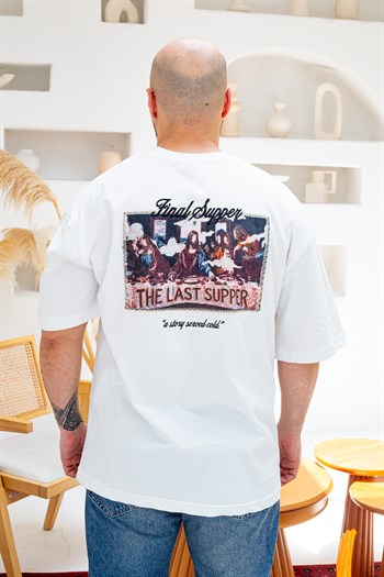 Final Supper Sırtı Sanat Nakışlı Oversize T-Shirt (TSB84)