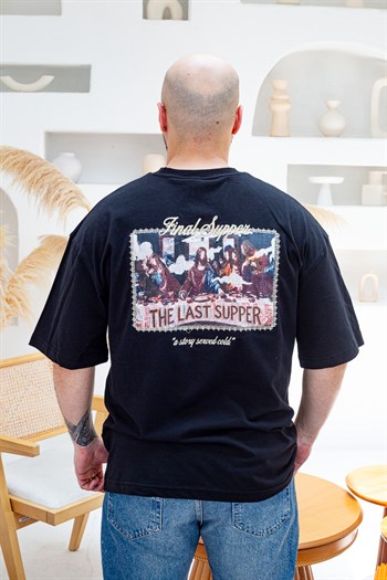 Final Supper Sırtı Sanat Nakışlı Oversize T-Shirt (TSS84)