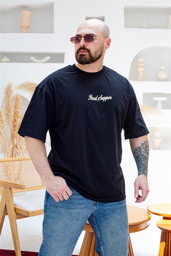 Final Supper Sırtı Sanat Nakışlı Oversize T-Shirt (TSS84)