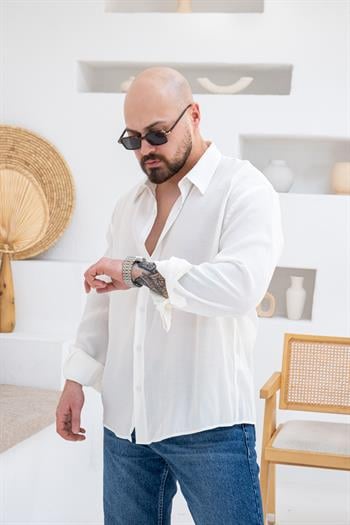 Fırçalı Modal Kumaş Oversize Gömlek (GMB66)