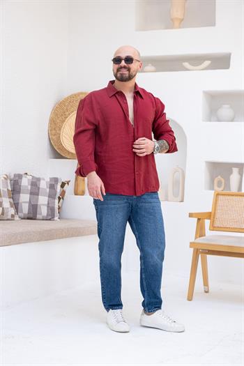 Fırçalı Modal Kumaş Oversize Gömlek (GMBO66)