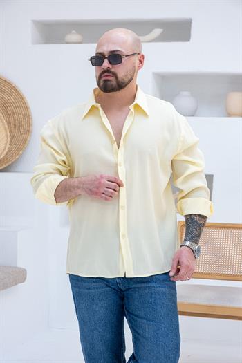 Fırçalı Modal Kumaş Oversize Gömlek (GMSR66)