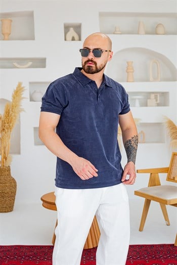 Fırçalı Tensel Kumaş Polo Yaka Oversize T-Shirt (TSL94)
