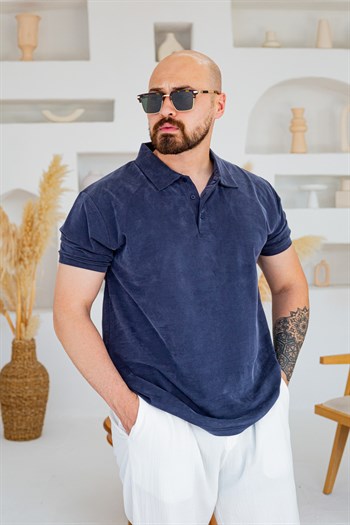 Fırçalı Tensel Kumaş Polo Yaka Oversize T-Shirt (TSL94)
