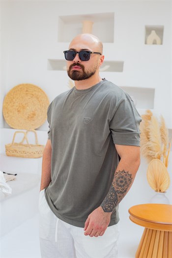 Fırçalı Tensel Kumaş Slim Fit T-Shirt (TSY107)