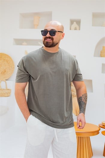 Fırçalı Tensel Kumaş Slim Fit T-Shirt (TSY107)