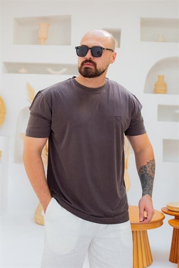 Fırçalı Tensel Kumaş Slim Fit T-Shirt (TSKA107)