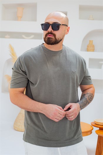 Fırçalı Tensel Kumaş Slim Fit T-Shirt (TSY107)