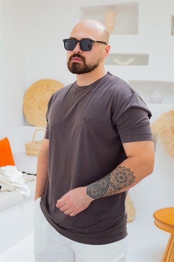 Fırçalı Tensel Kumaş Slim Fit T-Shirt (TSKA107)