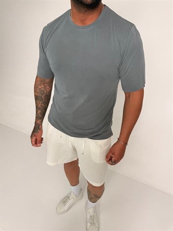 Fırçalı Tensel Kumaş Slim Fit T-Shirt (TSG95)