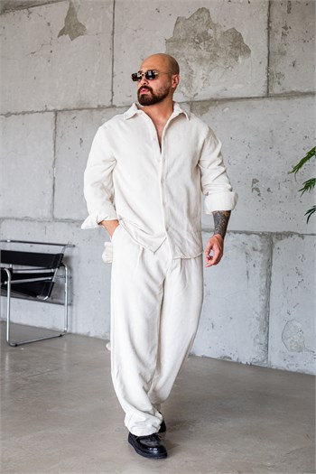 Fitilli Kadife Gömlek Ve Pantolon Takım (TKK61)
