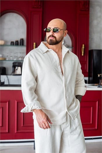 Fitilli Kadife Gömlek Ve Pantolon Takım (TKK61)