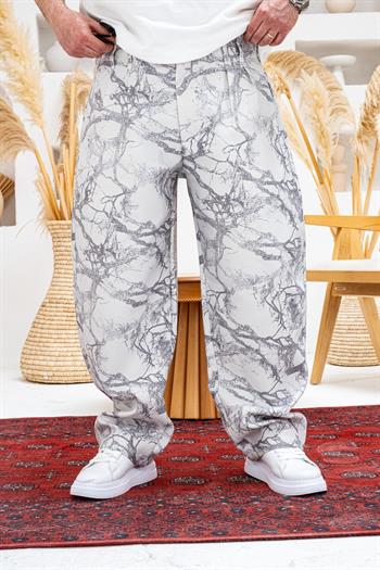 Gabardin Kumaş Desenli Baggy Kalıp Pantolon (JG51)