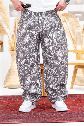 Gabardin Kumaş Desenli Baggy Kalıp Pantolon (JG50)