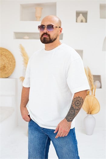 Göğüs Nakış Detaylı Oversize T-Shirt (TSB109)