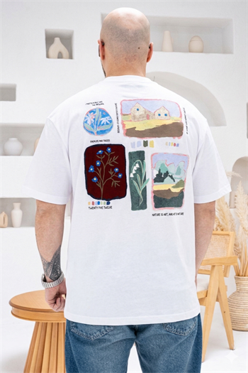 Göğüs Sırt Baskılı Ve Nakışlı Oversize T-shirt(TSB66)