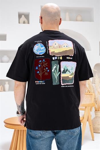 Göğüs Sırt Baskılı Ve Nakışlı Oversize T-shirt(TSS66)