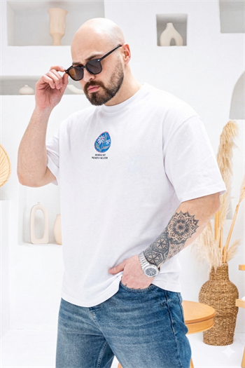 Göğüs Sırt Baskılı Ve Nakışlı Oversize T-shirt(TSB66)