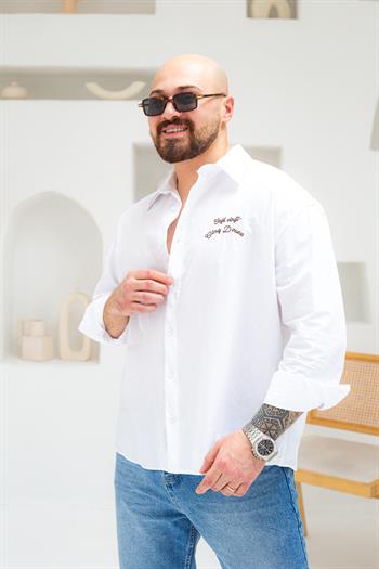Göğüs ve Sırt Baskılı Oversize Gömlek (GMB63)
