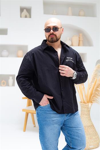 Göğüs ve Sırt Baskılı Oversize Gömlek (GMS63)