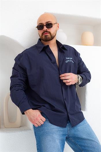 Göğüs ve Sırt Baskılı Oversize Gömlek (GML63)