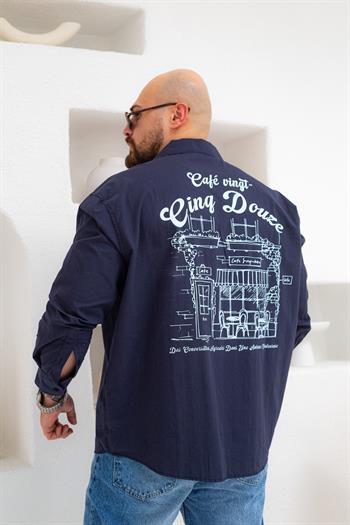 Göğüs ve Sırt Baskılı Oversize Gömlek (GML63)