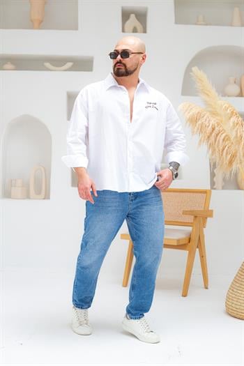 Göğüs ve Sırt Baskılı Oversize Gömlek (GMB63)