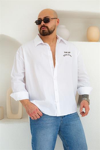 Göğüs ve Sırt Baskılı Oversize Gömlek (GMB63)