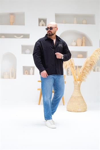 Göğüs ve Sırt Baskılı Oversize Gömlek (GMS63)