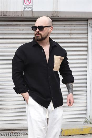 Hasır Cep Detaylı Rahat Kalıp Gömlek (GMS16)