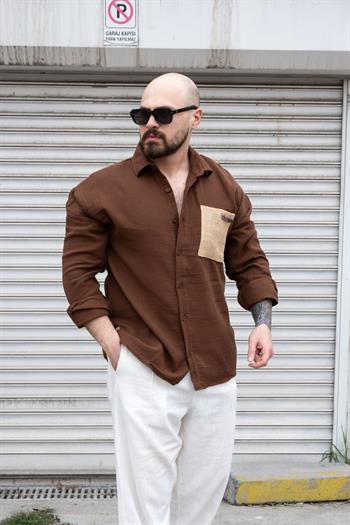 Hasır Cep Detaylı Rahat Kalıp Gömlek (GMKA16)