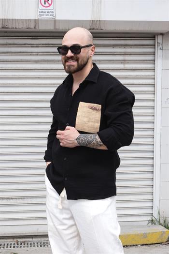 Hasır Cep Detaylı Rahat Kalıp Gömlek (GMS16)