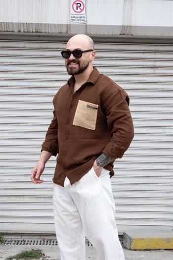 Hasır Cep Detaylı Rahat Kalıp Gömlek (GMKA16)