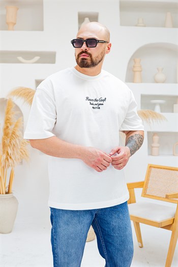 Honor The Craft Nakış Detaylı Oversize Siyah T-Shirt (TSB87)