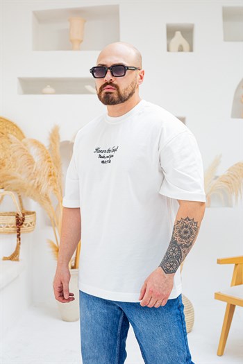 Honor The Craft Nakış Detaylı Oversize Siyah T-Shirt (TSB87)