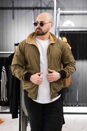 İçi Kürklü Kadife Mont (SRM-KD.HAKİ)