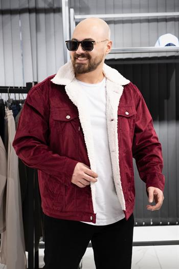 İçi Kürklü Kadife Mont (SRM-KD.KIRMIZI)