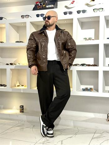 İçi Kürklü Rahat Kalıp Deri Mont (MTK57)