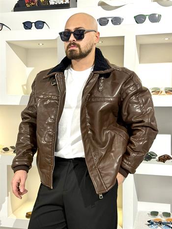 İçi Kürklü Rahat Kalıp Deri Mont (MTK57)