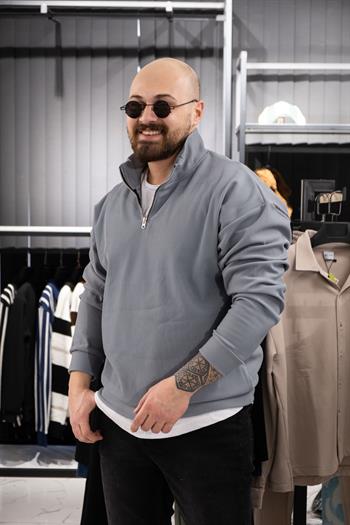 Jakarlı Şardonlu Rahat Kalıp Sweatshirt (K-SWTG7)