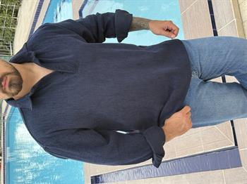 Kadife Polo Yaka Oversize Sweatshirt (SVTL46)