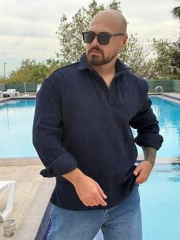 Kadife Polo Yaka Oversize Sweatshirt (SVTL46)