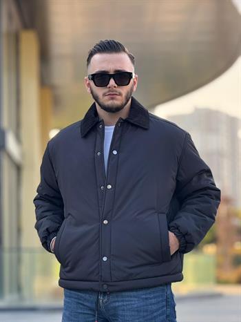 Kadife Yaka Detalı Dolumlu Mont (İGSS15)