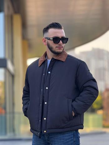 Kadife Yaka Detalı Dolumlu Mont (İGST15)