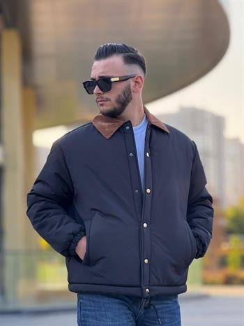 Kadife Yaka Detalı Dolumlu Mont (İGST15)